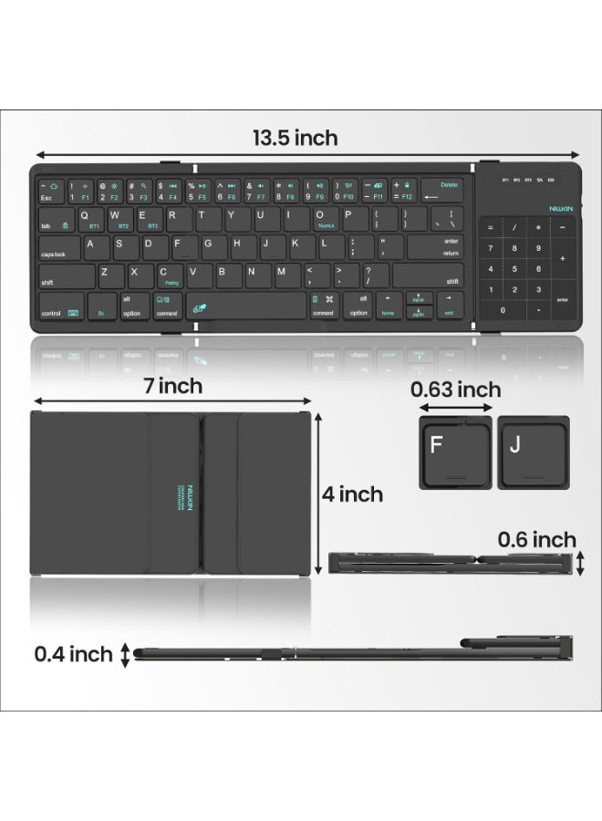 نيلكين لوحة مفاتيح قابلة للطي Nillkin Cube Pocket مع لوحة أرقام تعمل باللمس للاجتماعات والسفر للأجهزة اللوحية والهواتف المحمولة وأجهزة الكمبيوتر المحمولة، لوحة مفاتيح كاملة الحجم (صغيرة) (أسود كلاسيكي) - Image 3